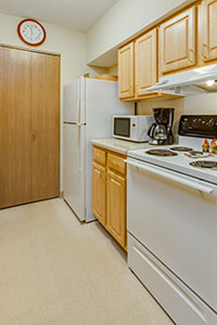 Kitchen Area with cabinets and sink
